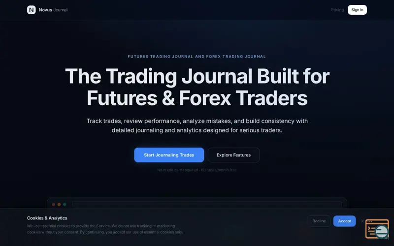 Screenshot of Novus Journal