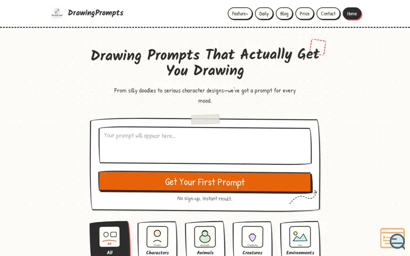 Screenshot of Drawing Prompts