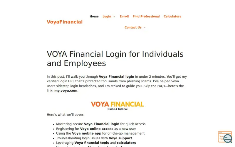 Screenshot of VoyaFinancial
