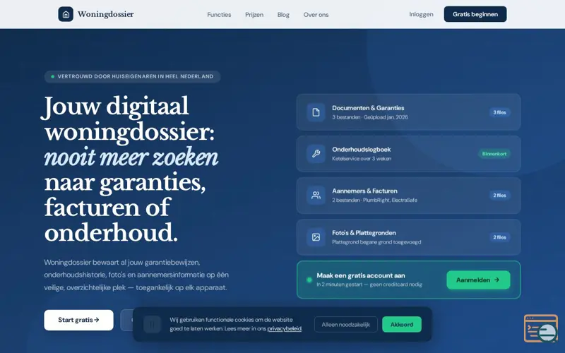 Screenshot of Woningdossier - House admin made simple