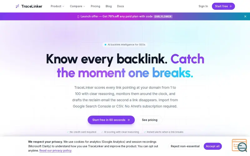 Screenshot of TraceLinker
