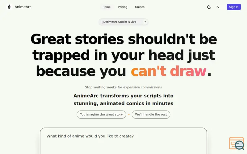 Screenshot of animearc