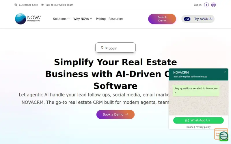 Screenshot of NOVACRM