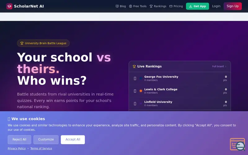 Screenshot of ScholarNet AI, a launch using No-IP