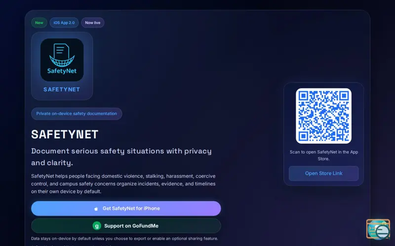 Screenshot of SafetyNet