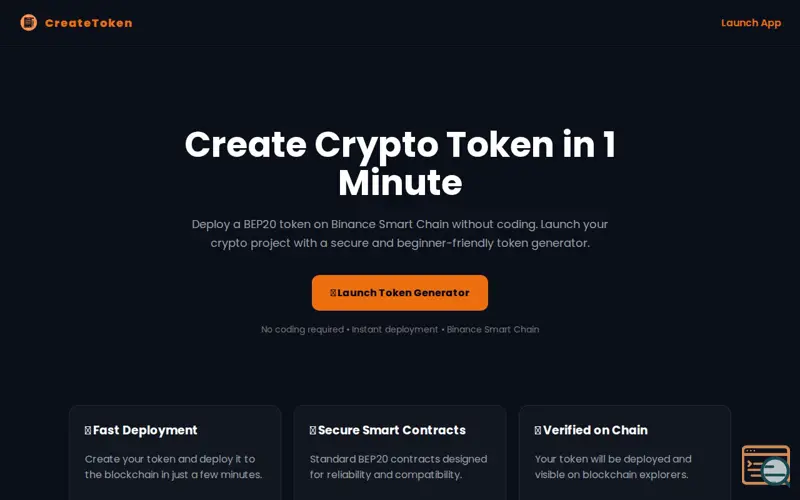 Screenshot of CreateToken.co