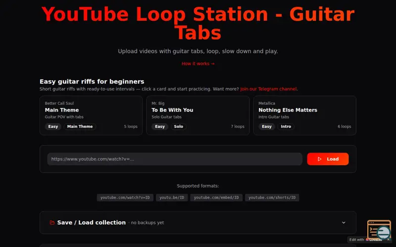 Screenshot of YouTube Loop Station