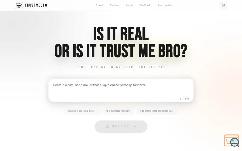 Screenshot of TrustMeBro