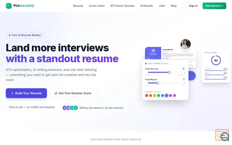 Screenshot of Pickresumefy