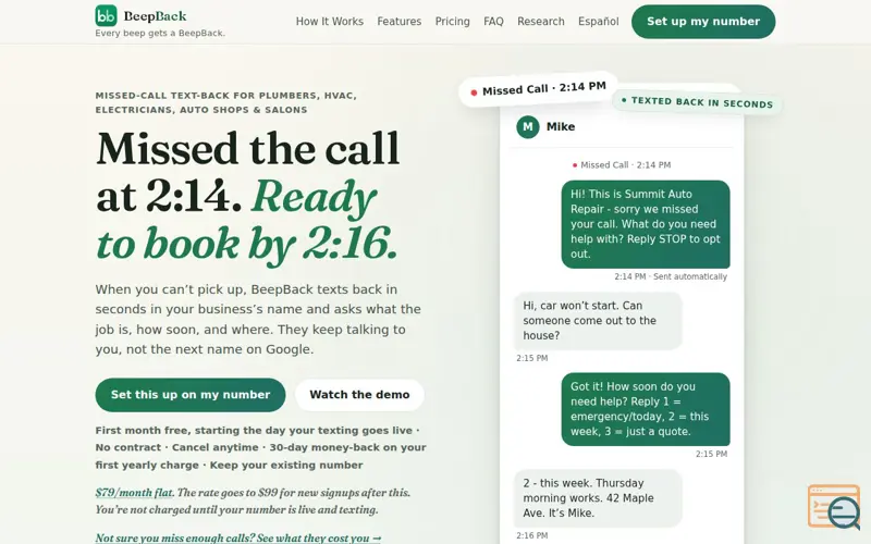 Screenshot of BeepBack