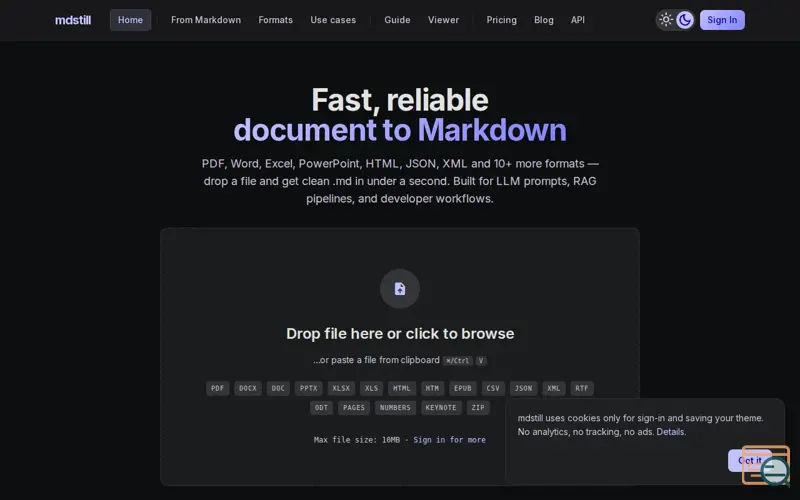 Screenshot of mdstill