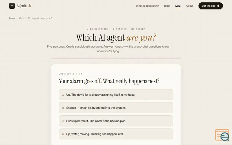 Screenshot of Which AI agent are you?