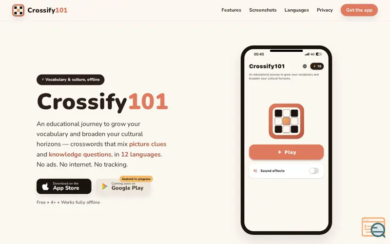 Screenshot of Crossify101, a launch using Online.net DNS