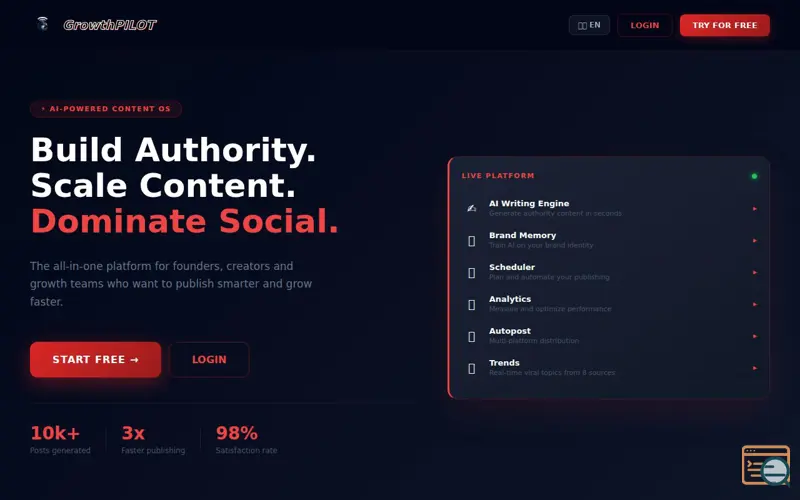 Screenshot of GrowthPILOT
