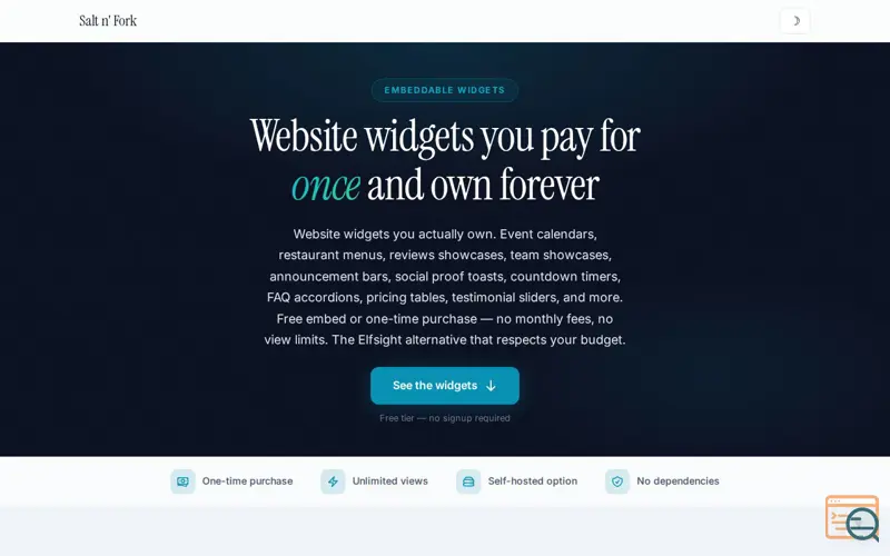 Screenshot of Website Widgets | Salt n' Fork
