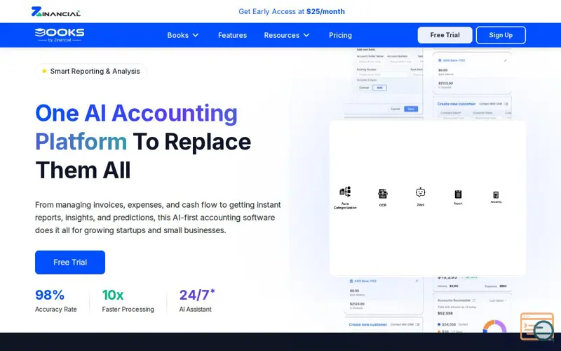 Screenshot of Zinancial Books