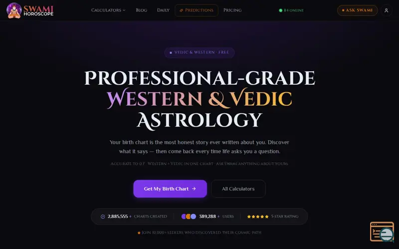 Screenshot of Swami Horoscope
