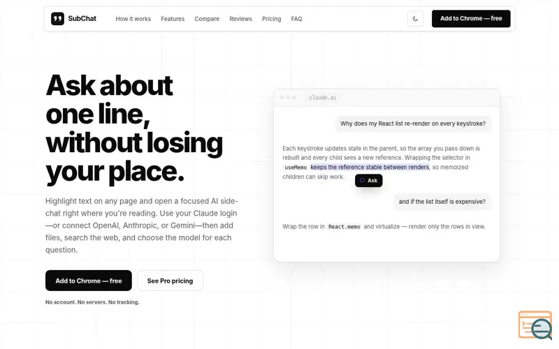 Screenshot of SubChat