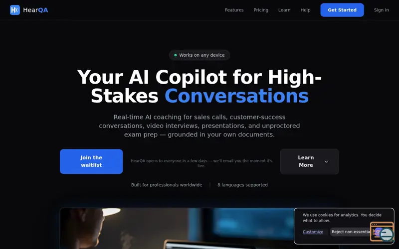 Screenshot of HearQA