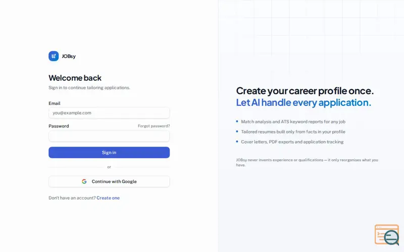 Screenshot of JobSy