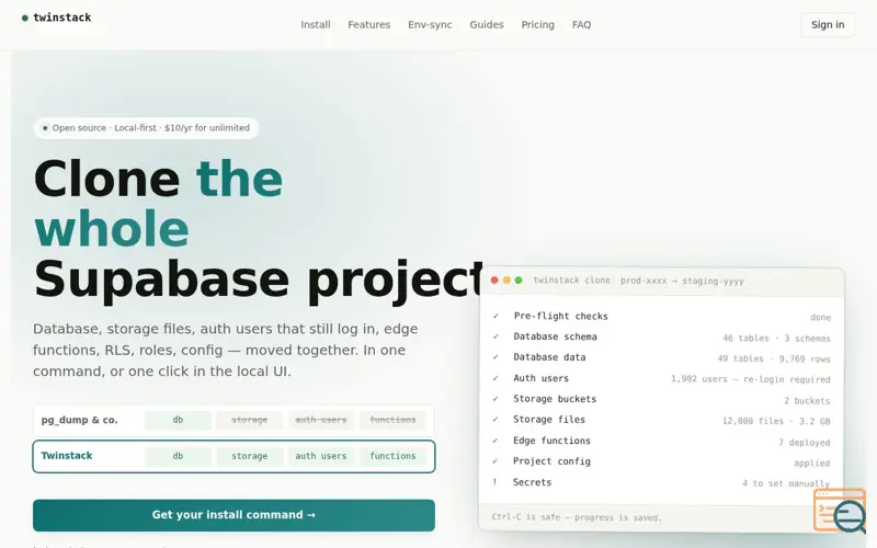 Screenshot of Twinstack
