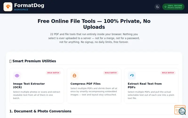Screenshot of FormatDog