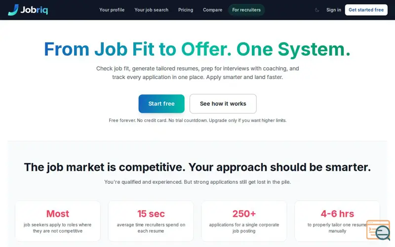 Screenshot of Jobriq
