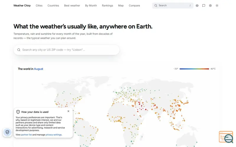 Screenshot of Weather Chirp