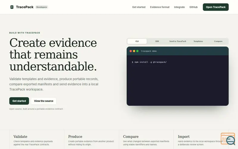 Screenshot of Tracepack