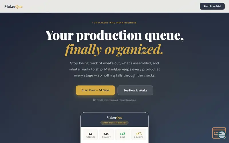 Screenshot of MakerQue
