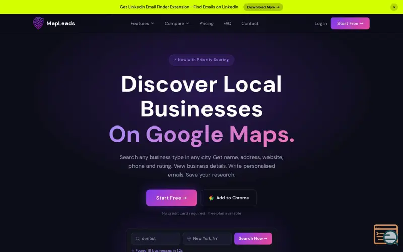 Screenshot of MapLeads