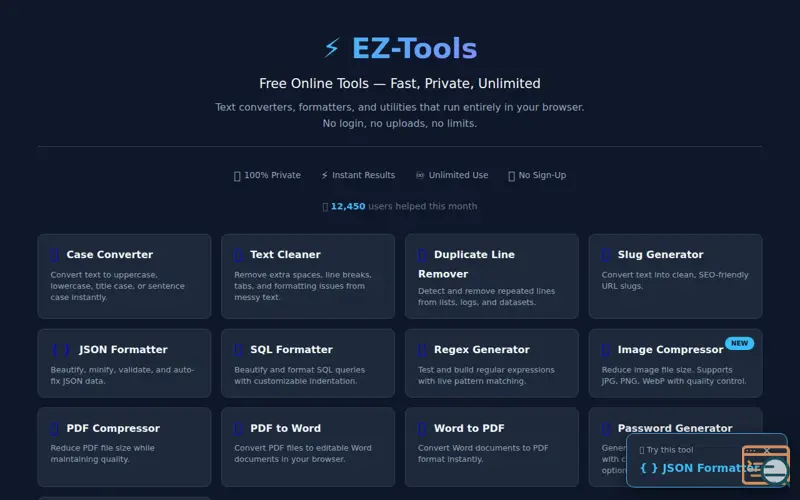 Screenshot of EZ Tools