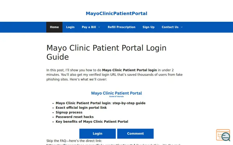 Screenshot of MayoClinicPatientPortal