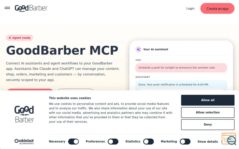 Screenshot of GoodBarber MCP