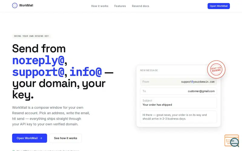 Screenshot of WorkMail