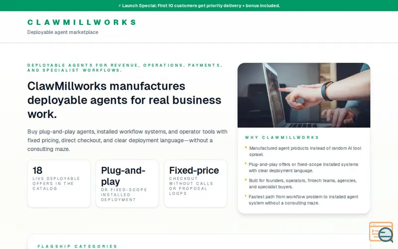 Screenshot of ClawMillworks
