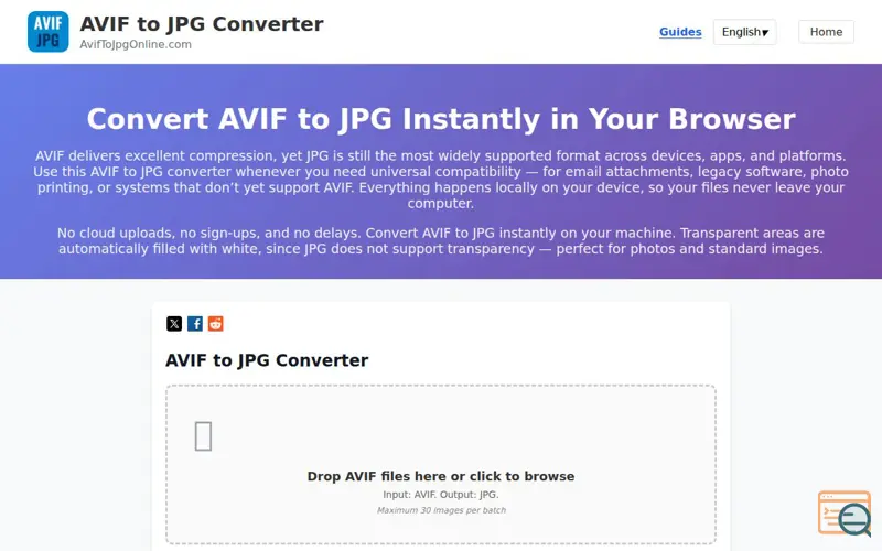 Screenshot of AVIF to JPG Converter