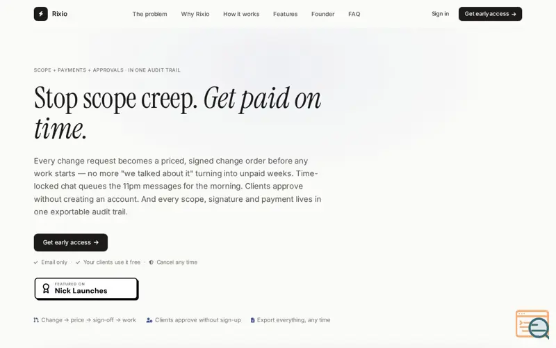 Screenshot of Rixio