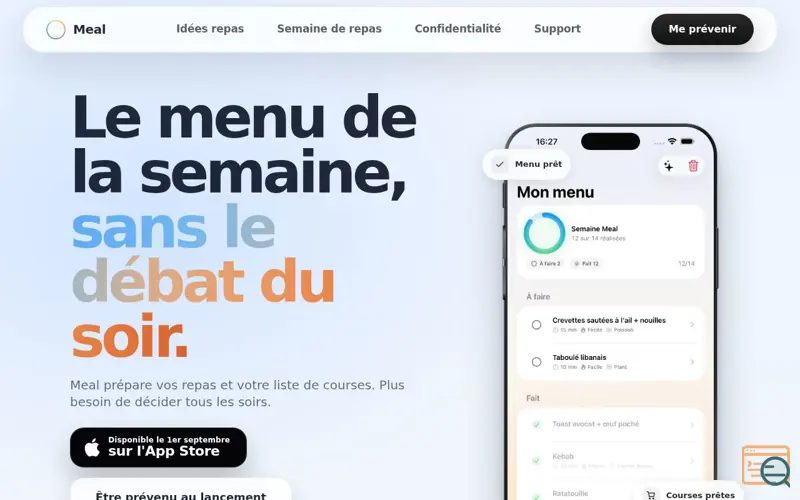 Screenshot of Meal