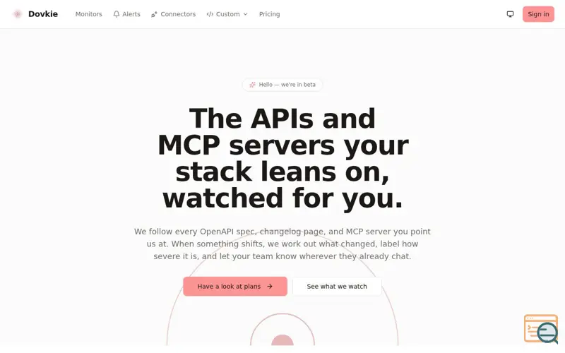 Screenshot of Dovkie - Monitor API and MCP changes