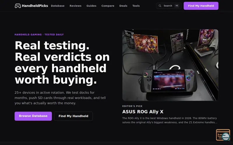 Screenshot of HandheldPicks