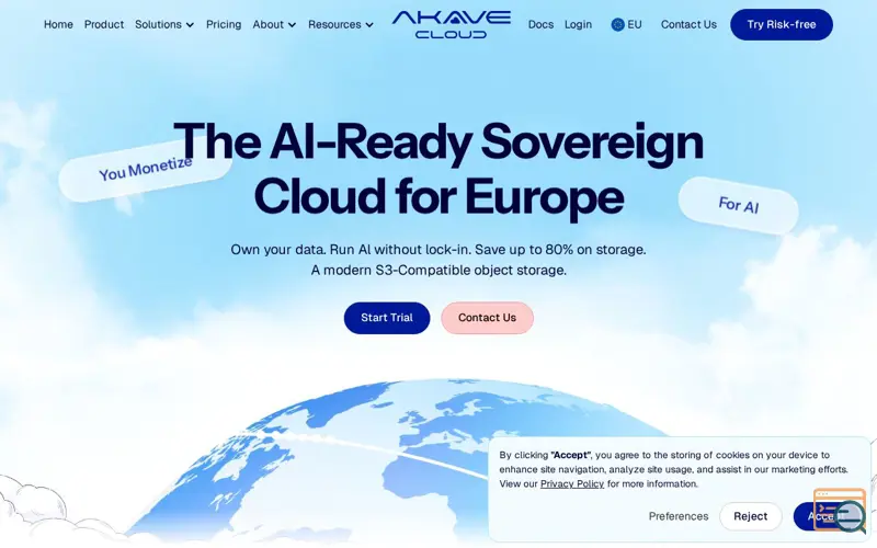 Screenshot of Akave Cloud, a launch using Consent Pro