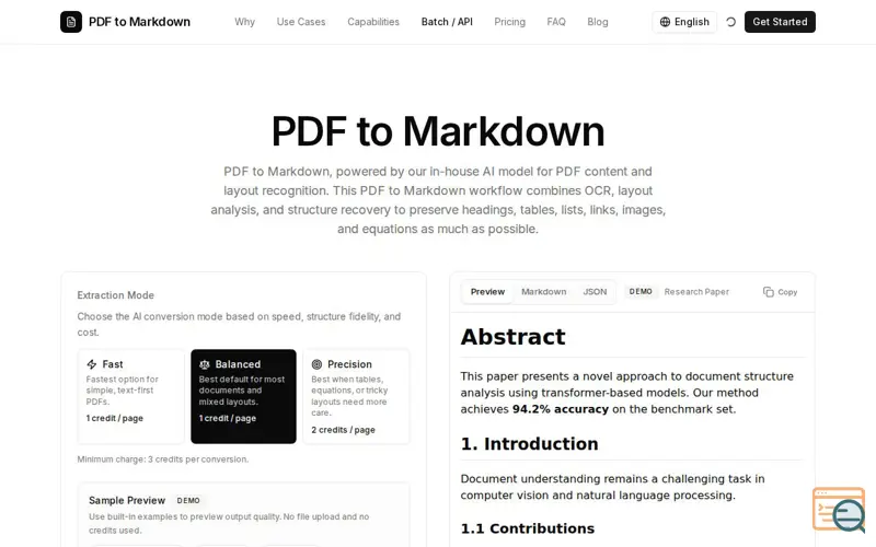 Screenshot of PDF to Markdown