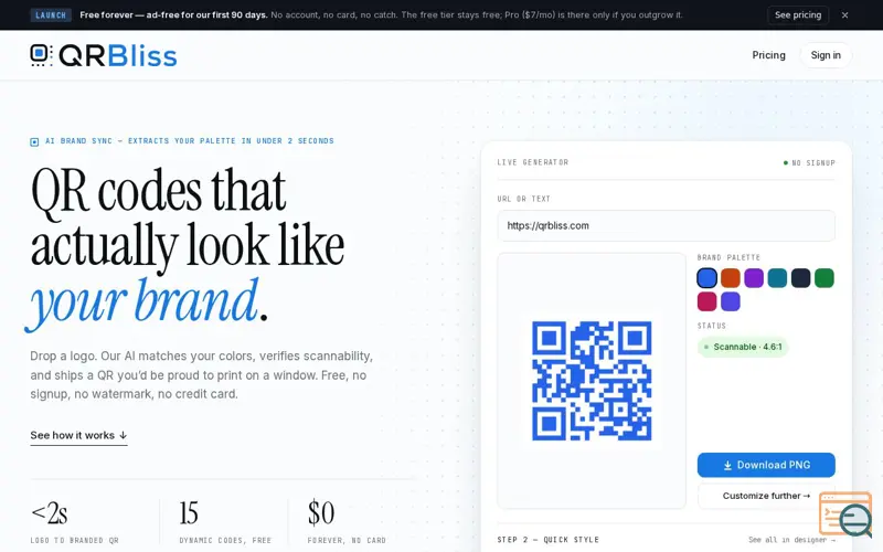 Screenshot of QRBliss