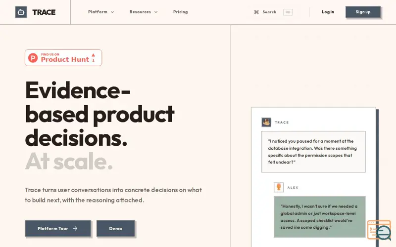 Screenshot of trace