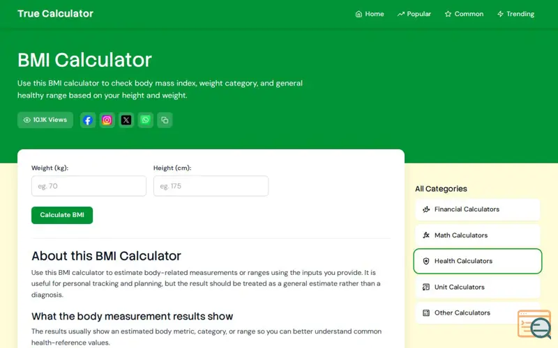 Screenshot of True Calculator