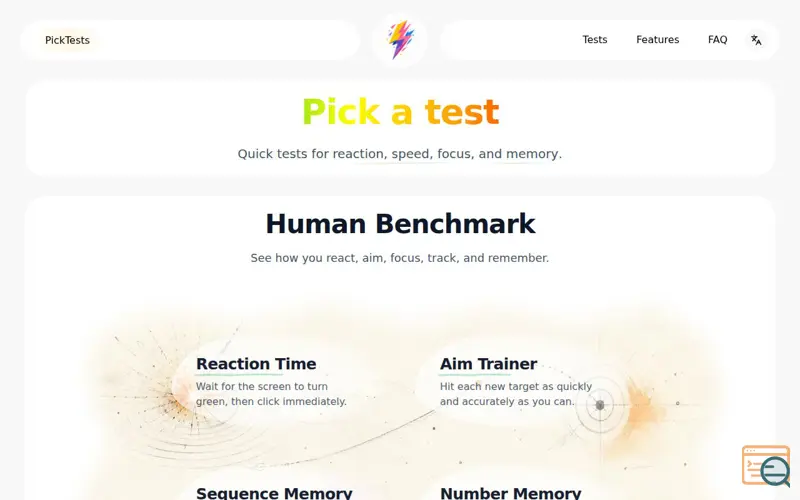 Screenshot of Pick a Test