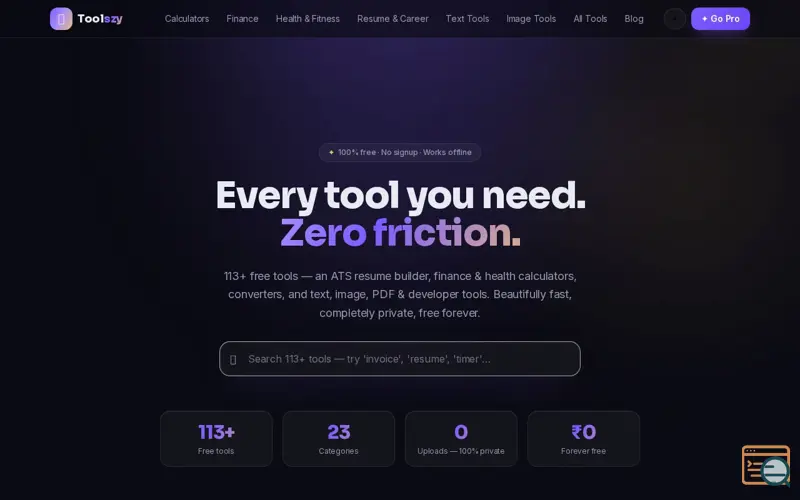 Screenshot of Toolszy