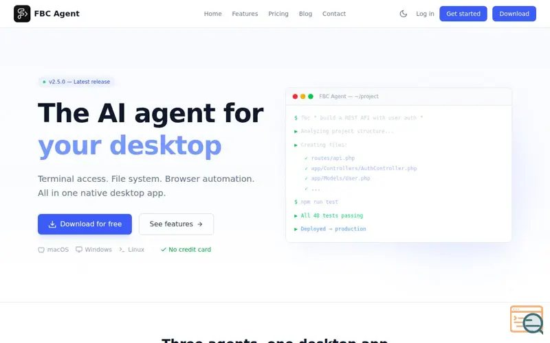 Screenshot of FBC Agent — The AI agent for your desktop