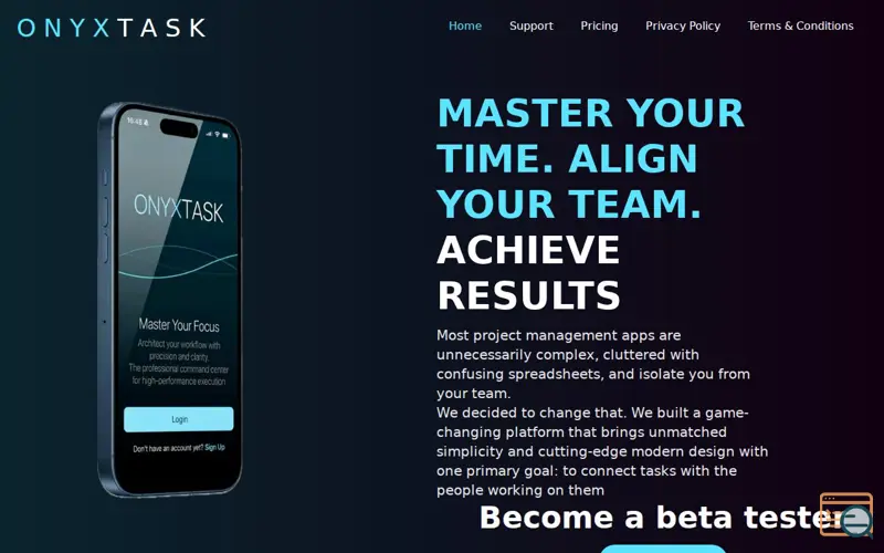 Screenshot of Onyxtask, a launch using ApexCharts